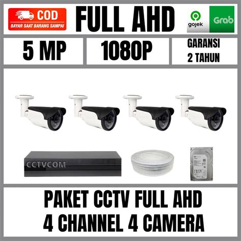 Jual PAKET CCTV 4 CHANNEL 4 CAMERA 5MP FULL AHD 1080P KOMPLIT KAMERA ...