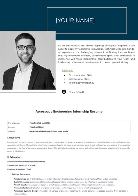 Free Aerospace Engineering Internship Resume Template - Edit Online ...
