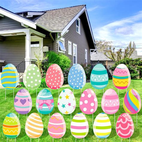 Amazon.com : 9 PCS Easter Yard Signs Easter Bunny Outdoor Sign with ...