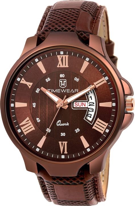 TIMEWEAR Men's Day Date Functioning Brown Dial Brown Strap Analog Watch ...