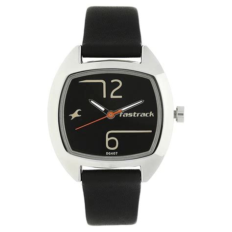 Buy Online Fastrack Bare Basics Quartz Analog Black Dial Leather Strap ...