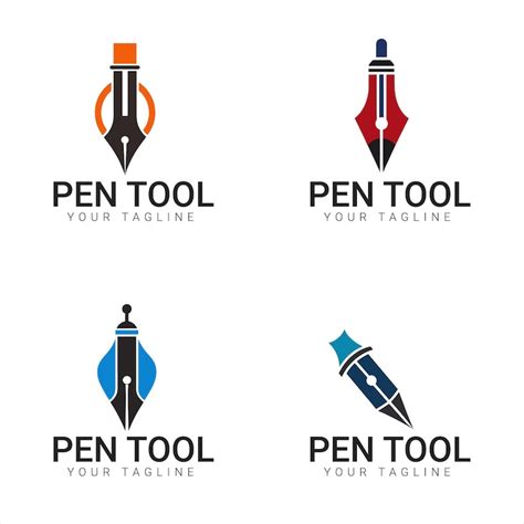 A set of pen tool colorful logo style vector | Premium Vector