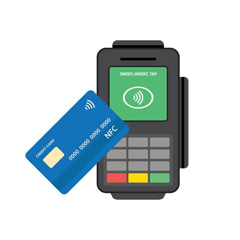 NFC technology contactless payment with credit card vector illustration ...