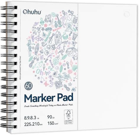 Ohuhu Marker Pads Art Sketchbook Bleedproof - 8.9x8.3 Square Paper Size ...