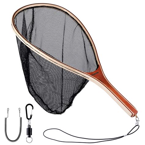 Buy PLUSINNO Fly Fishing Net, Wooden Frame Fishing Landing Net with ...