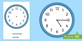 Class Clock Diagram - Analogue Hourly Posters (teacher made)