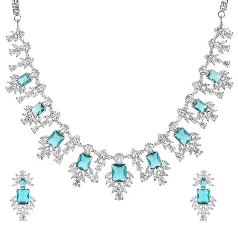 Sparkling Elegance Radiant Regalia American Diamond Necklace Set – VOYLLA