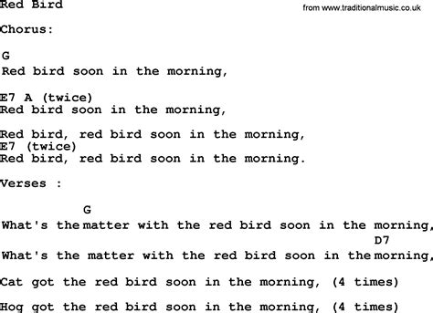 Top 1000 Folk and Old Time Songs Collection: Red Bird - Lyrics with ...