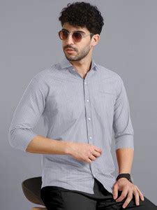 VTEXX Men Striped Casual Grey Shirt - Buy VTEXX Men Striped Casual Grey ...