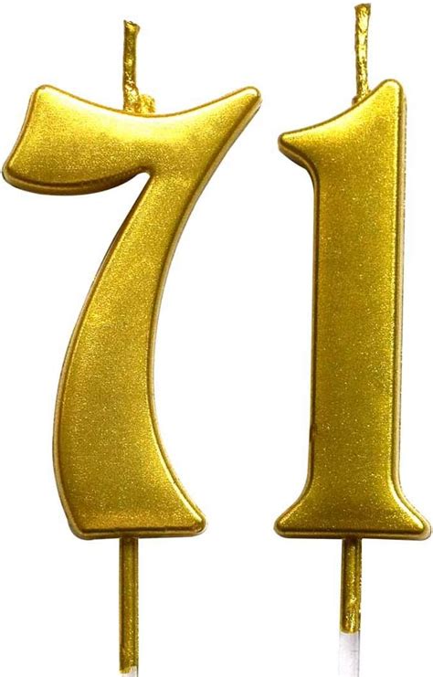 Buy MAGJUCHE Gold 71st Birthday Numeral Candle, Number 71 Cake Topper ...
