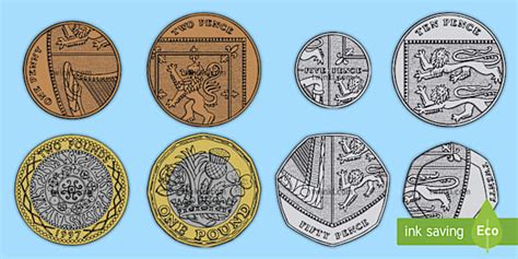 A4 British (UK) Coin Cut-Outs