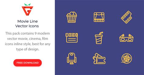 Movie Line Vector Icons - graphberry.com