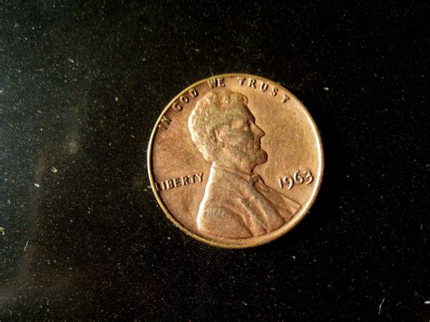 USA 1 cent 1963 penny coin rare vintage copper Real genuine coin ...