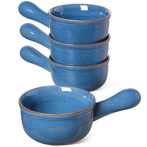 LE TAUCI Soup Bowls with Handle, 15 Oz Ceramic French Onion Soup Bowls ...