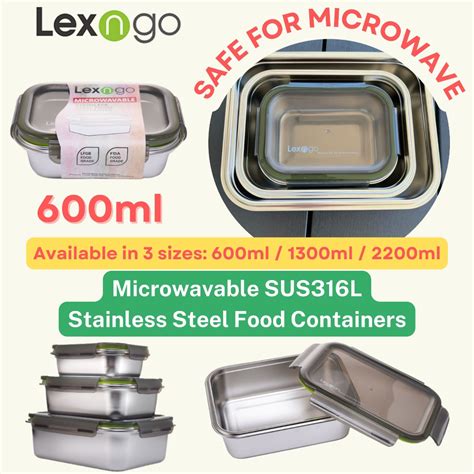 Lexngo Microwavable Stainless Steel SUS316L Food Containers 600 ml ...