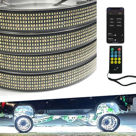 New 4Pcs 17in 5 Row Wheel Lights for Truck with APP & RF Remote Control ...