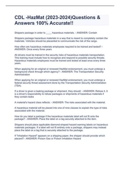 Image result for CDL Hazmat Study Guide