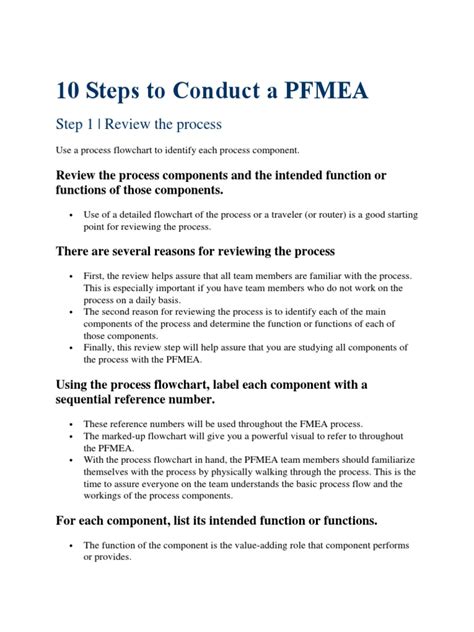 PFMEA Process Steps 的图像结果