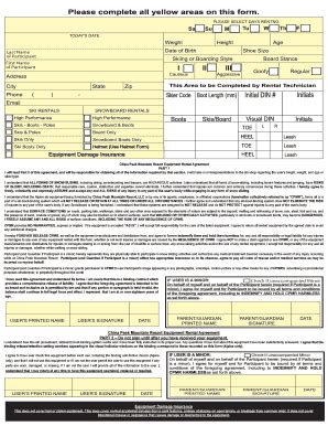 Rental Form - China Peak - Fill and Sign Printable Template Online