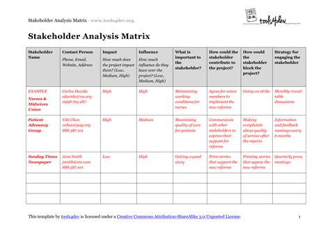 Image result for Project Statkeholder Matrix Example Project