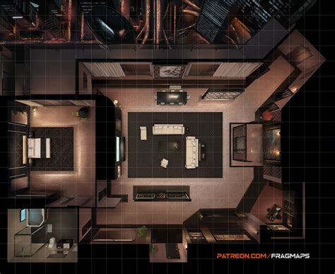 Koi Hotel Room - Executive Suite | Frag Maps in 2025 | House map, Cyberpunk apartment, Luxury ...