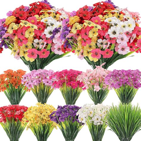 Amazon.com: Lyrow 100 Bundles Violet Artificial Flowers, UV Resistant ...