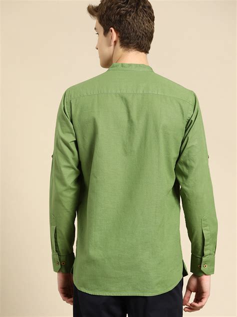 DENNISON Men Mandarin Collar Roll-Up Sleeves Kurta – Dennison Fashion India