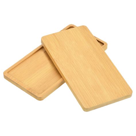 Uxcell 7x3.5" Rectangular Bamboo Plant Pot Saucer Flower Drip Tray for ...