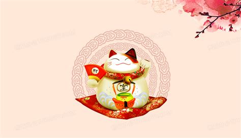 中国风招财猫广告背景图片素材免费下载_熊猫办公