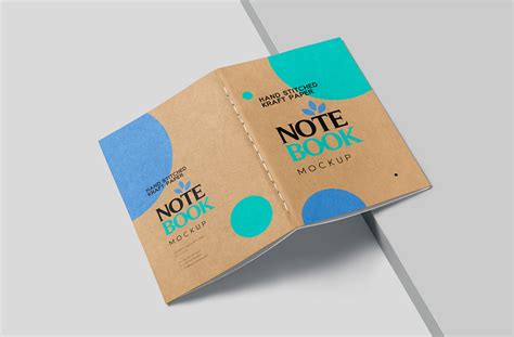 Hand-Stitched Kraft Paper Notebook Mockup | ZippyPixels