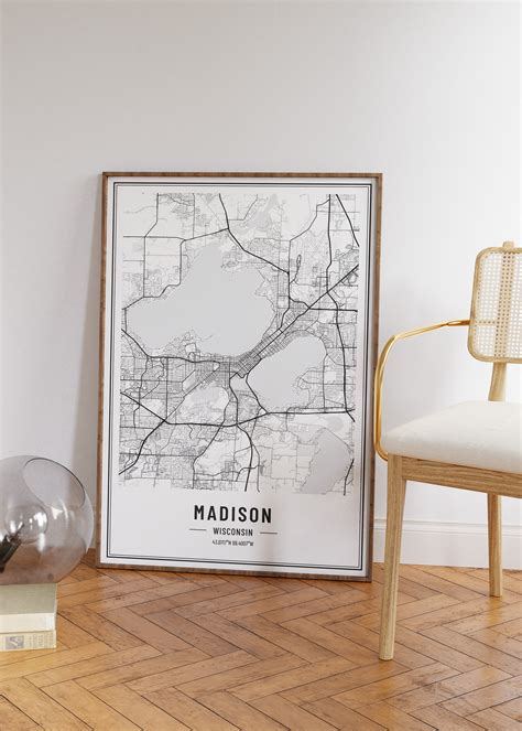 Madison Wisconsin Map Digital Print, Madison WI Map Poster, Madison ...