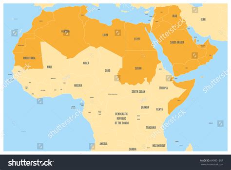 Arab World States Political Map Orange เวกเตอร์สต็อก 649901587 - Shutterstock