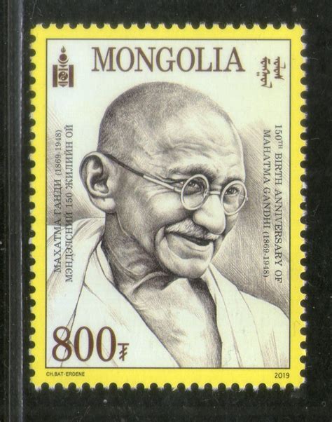 Mongolia 2019 Mahatma Gandhi of India 150th Birth Anniversary 1v MNH ...