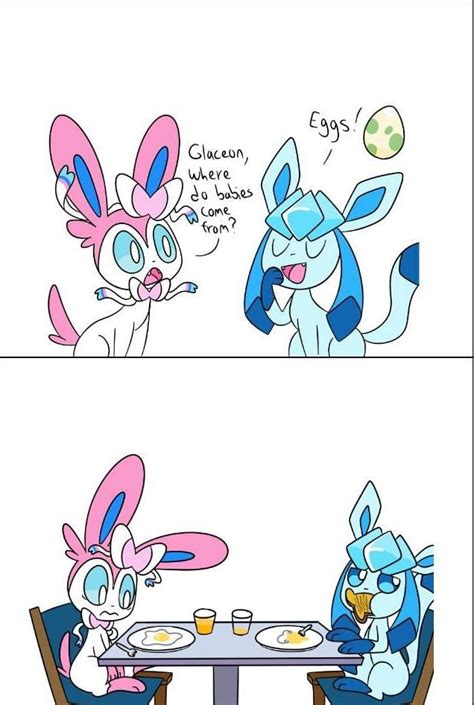 Sylveon: Glaceon, de onde os bebes vem? Glaceon: Ovos! | Pokemon funny ...