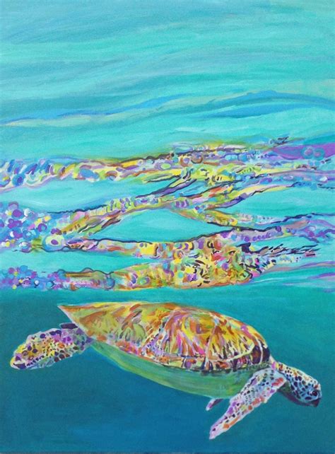 Reflections of a Sea Turtle | Sea turtle artwork, Caribbean art, Ocean art