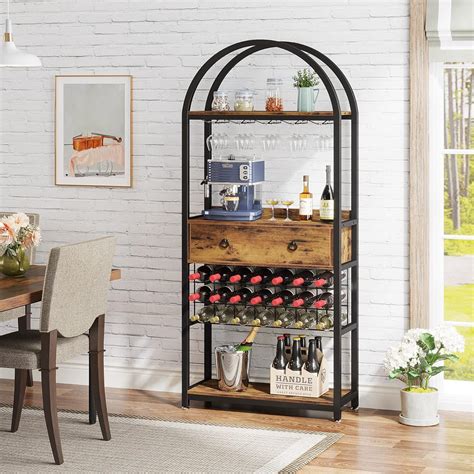Buy Tribesigns Wine Rack Cabinet Tall Freestanding Floor Liquor Cabinet ...