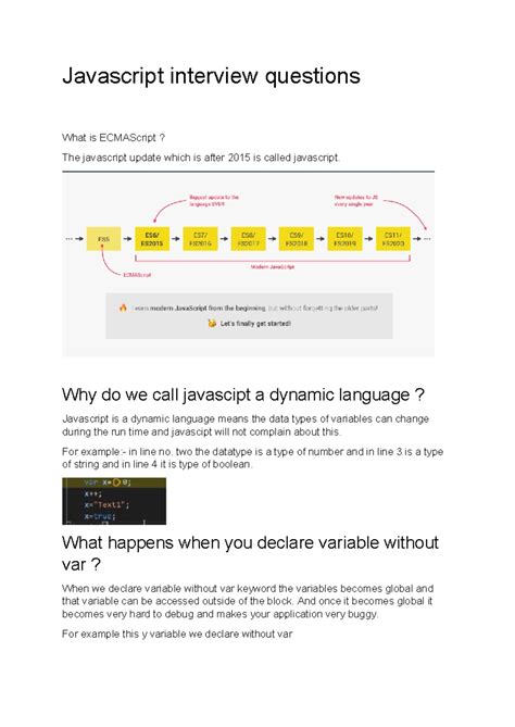Javascript interview questions - Why do we call javascipt a dynamic ...