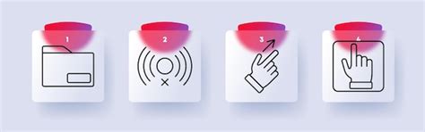 Interface set icon folder disabled signal touch gestures swipe action ...