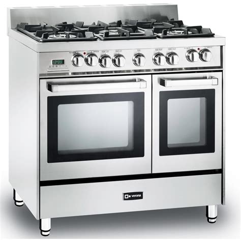 Verona VEFSGE365NDSS 36-Inch 5-Burner Double Oven Dual Fuel Range ...