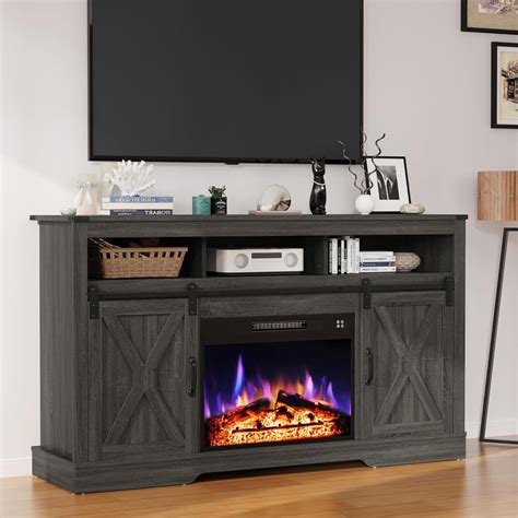 SUNVIVI Farmhouse Fireplace TV Stand for 65+ Inch TV, Entertainment ...