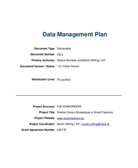 Image result for Data Management Plan Template