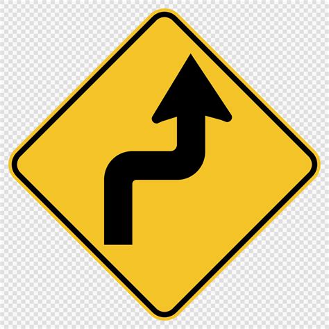 Curves ahead Right Traffic Road Sign on transparent background 2315057 ...