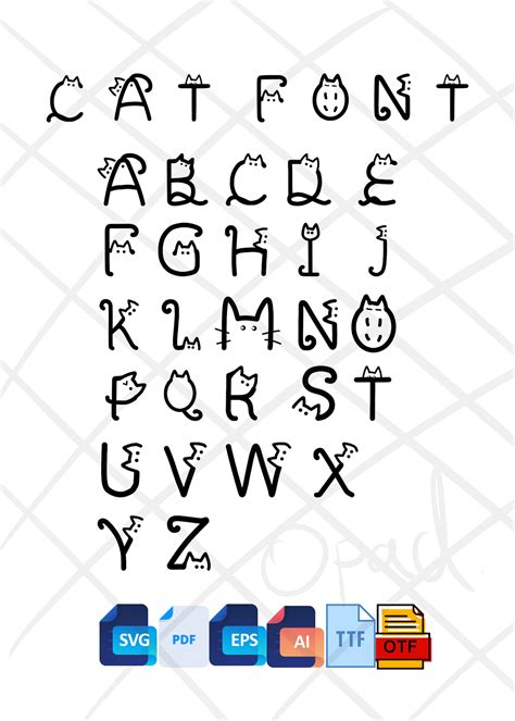 Cat Font A-Z cat Language SVG Cat Alphabet Cat Letters - Etsy A Z Fonts ...
