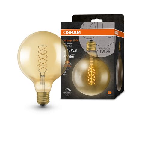 Osram / Ledvance LED Filament Vintage 1906 Globe G125 gold 320° 7-48W ...