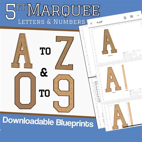 5ft Build Marquee Letters (A-Z & 0-9) DIY Wood Working Plans Digital ...