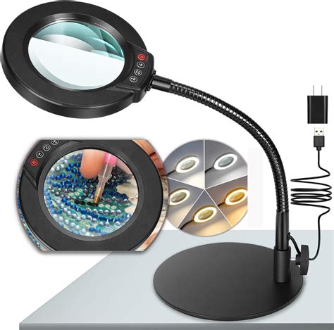 Amazon.com: ARTDOT 10X Magnifying Glass with Light and Stand, 144 LEDs Desk Lamp with 5 Color ...