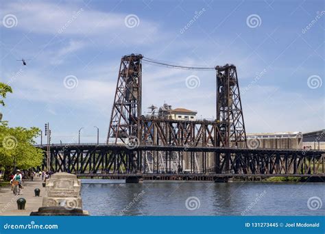 Portland Oregon Summer Boating on Willamette River with Steel Bridge on ...