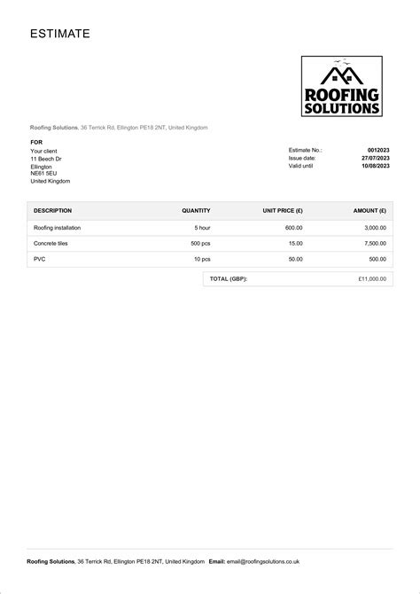 Example Of Roofing Estimate at Vikki Kearney blog