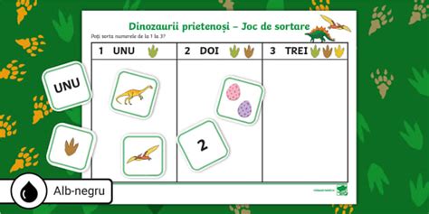 Dinozaurii prietenoși – Joc de sortare cu numere grupa mică