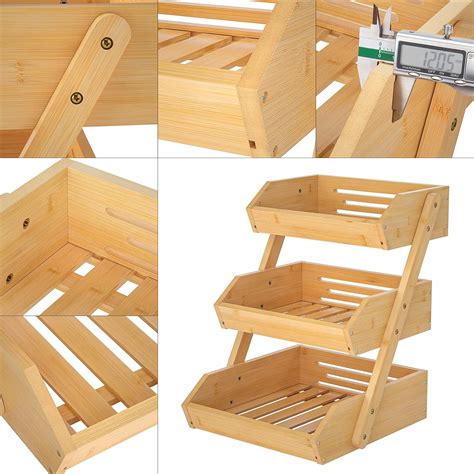 Buy G.a HOMEFAVOR Large Bamboo Fruit Basket, 3-Tier Fruit Bowl for ...
